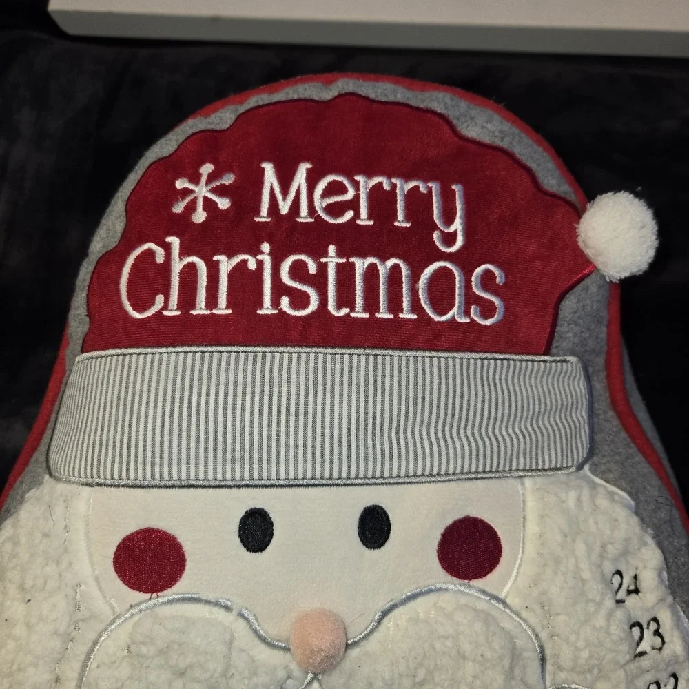 Fluffy Santa Christmas Countdown Decorative Pillow‎